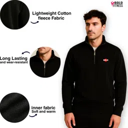 bold fitness Men Full Sleeve Solid Hooded Sweatshirt image 3