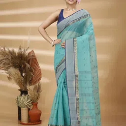 Ruuprekha Woven Design Zari Pure Cotton Taant Saree-image-57