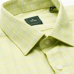 Arrow Men Green Manhattan Slim Fit Windowpane Checks Opaque Pure Cotton Formal Shirt image 2