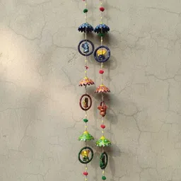 tulsisutra Handcrafted Elephant Door Latkan with Bells| (Multicolor) wood Windchime Wood Windchime-picture-20