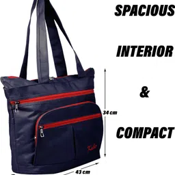 homestic Shopping Bag for Grocery|4 Compartment|Handle Shoulder Bag|Pack of 2|Navy Blue Pack of 2 Grocery Bags image 3