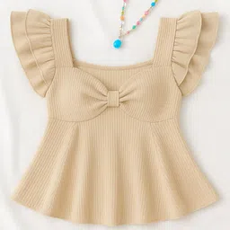 nabi enterprises Casual Puff Sleeves Solid Women Beige Top-picture-29