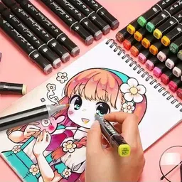 alpyog Alcohol Based 80 Pcs Dual Head Coloring Sketching Calligraphy Drawing Marker Pen image 4