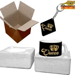 murli textiles MTM Queen Printed Ceramic Coffee mug With Key Chain(350 ML) Ceramic Coffee Mug image 2
