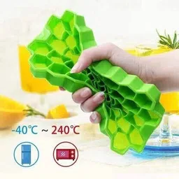 fzonemall silicone ice cube tray for freezer,37 cavity ice cube Green Silicone Ice Cube Tray image 2