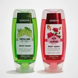 genziva Fresh Lime & Rose Almond - Body Wash (Pack of 2) image 1