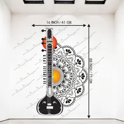 divinedesigns 41 cm Sitar & Beautiful Mandala Design Art Self Adhesive Sticker image 3