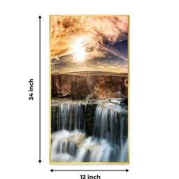 the next decor Dusk Over the Falls Glass Finish Vertical Wall Art image 4