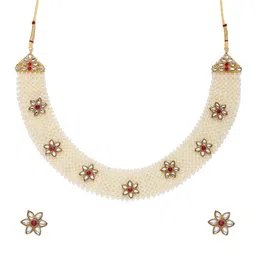 Zaveri Pearls Gold-Toned & White Kundan Studded Jewellery Set-picture-45