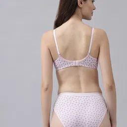 AROUSY Pack Of 2 Conversational Printed Cotton Lightly Padded Bra With Brief image 2