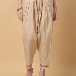 Laado - Pamper Yourself Women Embroidered Mid Rise Loose Fit Pure Cotton Salwar-picture-35