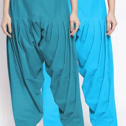 GRACIT Women Pack Of 2 Solid Sky Blue, Light firozi Pure Cotton Loose Fit Salwar-image-64