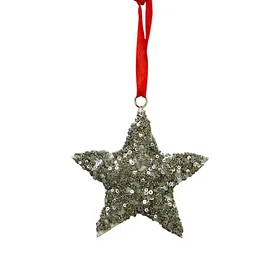 Hind Decor Silver-Toned Textured Hanging Christmas Star-image-49