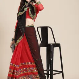 KALINI  Embroidered Pure Georgette Half and Half Saree image 1