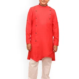 Manyavar Boys Red & White Kurta with Churidar-picture-36