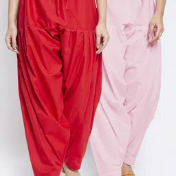 Jinfo Women Pack Of 2 Red & Pink Solid Pure Cotton Salwar-image-69