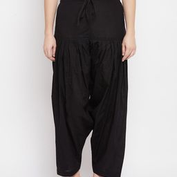 Clora Creation Women Black Solid Loose-Fit Pure Cotton Salwar-picture-43