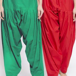 Jinfo Pack of 2 Red & Green Cotton Pleated Salwar-picture-19