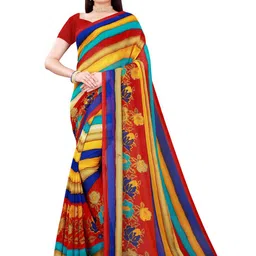 KALINI Pack of 2 Pink & Yellow Pure Georgette Sarees image 2