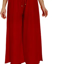 tnq Women Loose Fit Maroon Viscose Rayon Trousers-picture-14