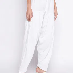 Clora Creation Women White Solid Wool Loose-Fit Salwar image 2