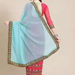 KALINI Floral Embroidered Pure Georgette Half and Half Saree image 2