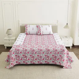 the linen company Cotton Double Flat 210 TC Floral Bedsheet-picture-37