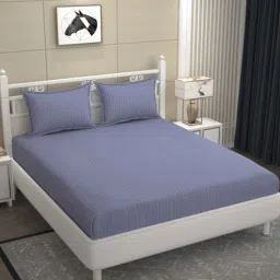 bromwick Lavender Geometric 250 TC Microfiber Super King Sized Double Bedsheet with 2 Pillow Covers-picture-25