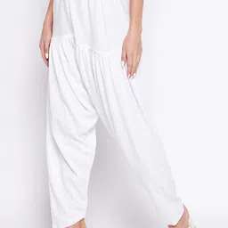 Clora Creation Women White Solid Wool Loose-Fit Salwar image 3