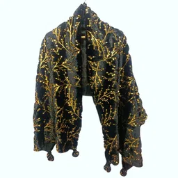 ogs Embellished Polyester Women Black Fancy Scarf, Stole, Scarf image 2