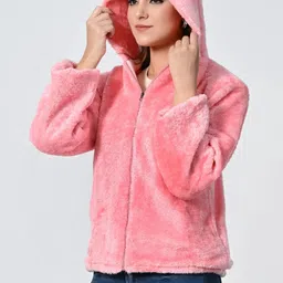 a r j fashion Women Full Sleeve Solid Hooded Sweatshirt image 3