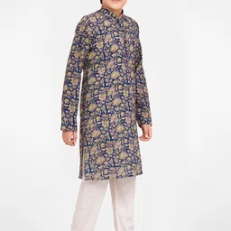 Jeetethnics Boys Blue Ethnic Motifs Printed Kurta with Churidar image 3