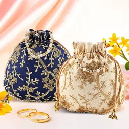 kuber industries Women Blue, Yellow Potli-picture-31