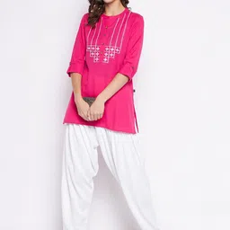 Clora Creation Women White Solid Wool Loose-Fit Salwar image 5