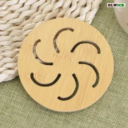 olwick Wooden Insulation Table Mats Cup Mat Drink Coasters for Tea Coffee Milk Juice Table Placemats Cute Coaster(Small) Wood Trivet image 4