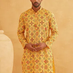 SOJANYA Ethnic Motifs Printed Mandarin Collar Straight Kurta With Churidar image 5