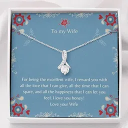 rakva Gift With Message Card Wife To Wife Blue The Inner Gift To My Wife Cubic Zirconia Sterling Silver Pendant Set-picture-13