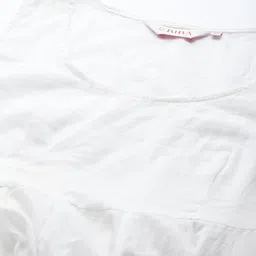 Biba Women Sea Green & White Printed Layered Kurta with Churidar & Dupatta image 3