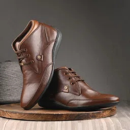 Egoss Men Lace Up Mid Ankle Leather Regular Boots-picture-34