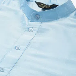 Anug by SOJANYA Men Blue Band Collar Kurta image 4