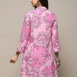Biba Floral Printed Shirt Collar A-Line Kurti image 5