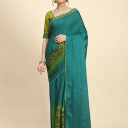 RACHNA Ethnic Motifs Embroidered Silk Cotton Tussar Saree-image-56