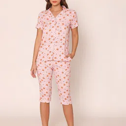 Bonjour Women Pure Cotton Printed Capri Set-image-4