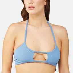 SECRETS BY ZEROKAATA Solid Ribbed Beach Wear Bikini Set with Sarong image 3