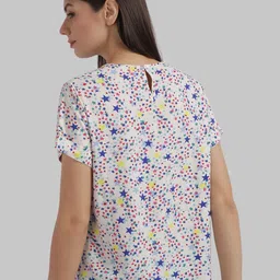 Parx White & Blue Conversational Printed Top image 5