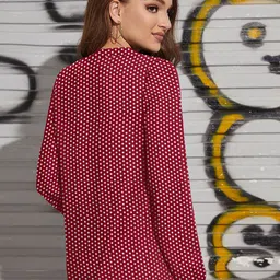 BAESD Polka Dots Print Mandarin Collar Shirt Style Top image 4