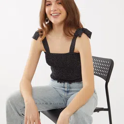 Zink London Black Print Top image 2