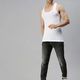 Lux Cozi Men Pack Of 4 Solid Pure Cotton Basic Innerwear Vest image 3