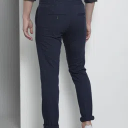 Tommy Hilfiger Men Navy Blue Checked Bleecker Slim Fit Trousers image 3