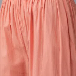 anayna Women Peach-Coloured & Silver Striped Kurta with Sharara & Dupatta image 3